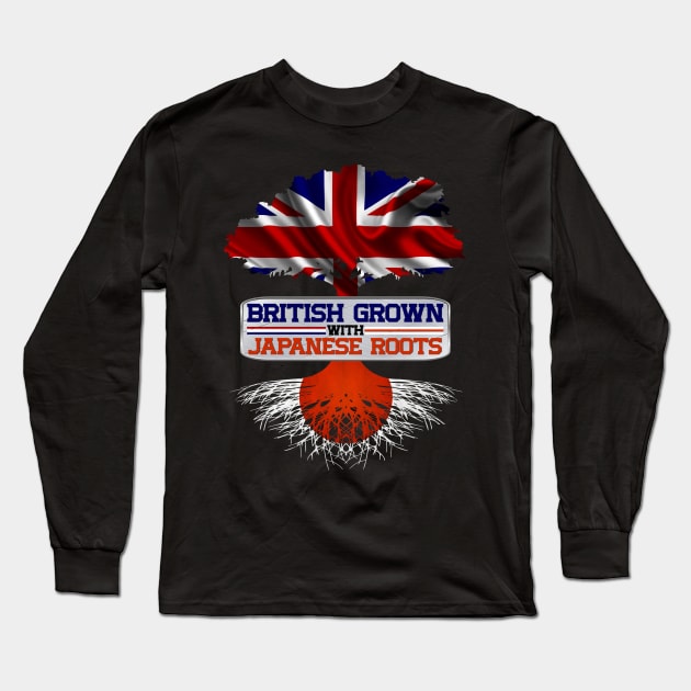 British Grown With Japanese Roots Cool Gift For Proud Brits Who Honor Japanese roots Long Sleeve T-Shirt by BadDesignCo